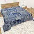 thumbnail image 4 of Blue Indigo Print Cotton Handmade Handblock Quilted Blanket Indian Cottodspread Kantha Indigo Print Beork Bohemian Bed Decor Block Throw Blanket., 4 of 4