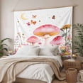 thumbnail image 3 of Pink Mushroom Tapestry for Bedroom Wall Hanging Tapestry, Spring Botanical Summer Floral Elegant Ceiling Backdrop Tapestries Poster Blanket Wall Decor for Teens Room Living Room Dorm 39" x 59", 3 of 8