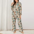 thumbnail image 2 of Gukieu Squirrels and Trees Print Women's Long Sleeve Pajama Set, Button Top Elastic Pocket Pajama Pants Two Piece Set Home Wear-Large, 2 of 7