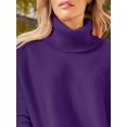 thumbnail image 2 of Women's Turtleneck Oversized Sweaters Long Batwing Sleeve Spilt Hem Tunic Pullover Knit Tops, 2 of 13