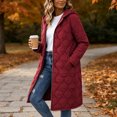 thumbnail image 3 of cocolona Womens Long Quilted Jacket LightWeight Long Sleeve Hooded Zipper Puffer Coat Casual Loose Solid Color Winter Warm Snow Long Outerwear, 3 of 6