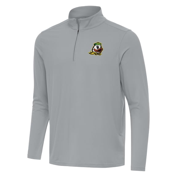 Men's Antigua Gray Oregon Ducks Intent Quarter-Zip Top