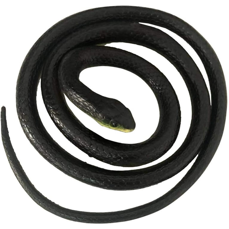 Outee 7 Pcs Realistic Rubber Snakes Fake Snakes 15-47.2 Inch Black Snake  Toys for Garden Props to Scare Birds, Squirrels, Scary Gag Rubber Lifelike