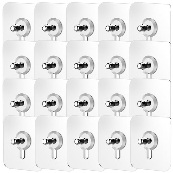 NICEXMAS 20Pcs Nail Free Wall Stickers Transparent Adhesive Hooks for Kitchen and Bathroom Use