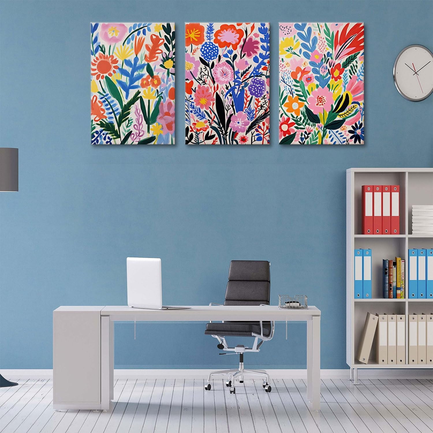 Henri Matisse Wall Art Colorful Floral Painting Canvas Prints Set of 3 Flower Market Poster Pictures Watercolor Wall Decor for Nursery Living Room Bedroom Bathroom 12"x16" Framed