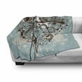 thumbnail image 3 of Grunge Soft Flannel Fleece Blanket, Murky Floral Dragonfly Background with Swirls and Petal Retro Graphic, Cozy Plush for Indoor and Outdoor Use, 50" x 60", Pale Blue Chestnut Brown, by Ambesonne, 3 of 6