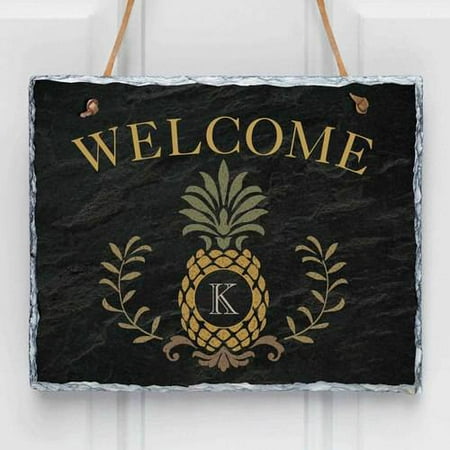 Pineapple Decor - Personalized Pineapple Initial Wall Slate