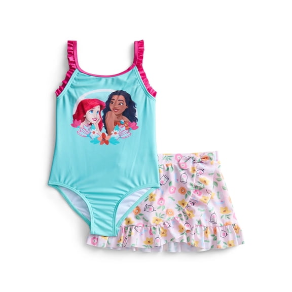 Character Girls Swimsuit with Skirt Set, Princess, Size 12M-5T