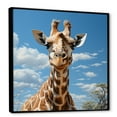 thumbnail image 2 of Designart "Dreamy Long Neck Of The Brown Giraffe" Animals Giraffe Floater Framed Canvas Wall Art, 2 of 5