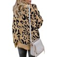 thumbnail image 2 of Womens Color Block Leopard T Shirts Casual Striped Long Sleeve Tunic Tops, 2 of 3