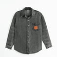 thumbnail image 4 of Women's Gameday Couture Black Clemson Tigers Oversized Style's the Limit Micro-Rhinestone Stripe Washed Denim Button Up, 4 of 6
