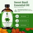 thumbnail image 6 of SVA Sweet Basil Essential Oil – 4 Fl Oz – 100% Natural Basil Oil - for Diffuser, Hair Care, Face, Skin Care, Aromatherapy, Scalp and Body Massage, Soap and Candle Making – with Dropper, 6 of 9