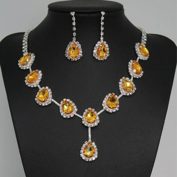 Two sets of fashionable diamond colored teardrop shaped earring chains