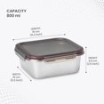 thumbnail image 5 of Modulo Steel Square 850 Container With Lock Lid - 800ml, Silver | Microwave & Oven Safe Lunch Box For School, Office Or Picnic Use - Light Weight, Airtight & Leakproof, 5 of 5