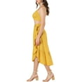 thumbnail image 4 of INSPIRE CHIC Women's V Neck Spaghetti Strap Crop Top & Floral Ruffle Wrap Skirt Set XL Yellow, 4 of 6