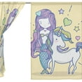 thumbnail image 3 of Coolnut Mermaid with Unicorn Sheer Gauze Door Curtain Window Curtain Drapes for Living Room Kids Bedroom Window Treatment W55 x L84 In 2 Panels, 3 of 4
