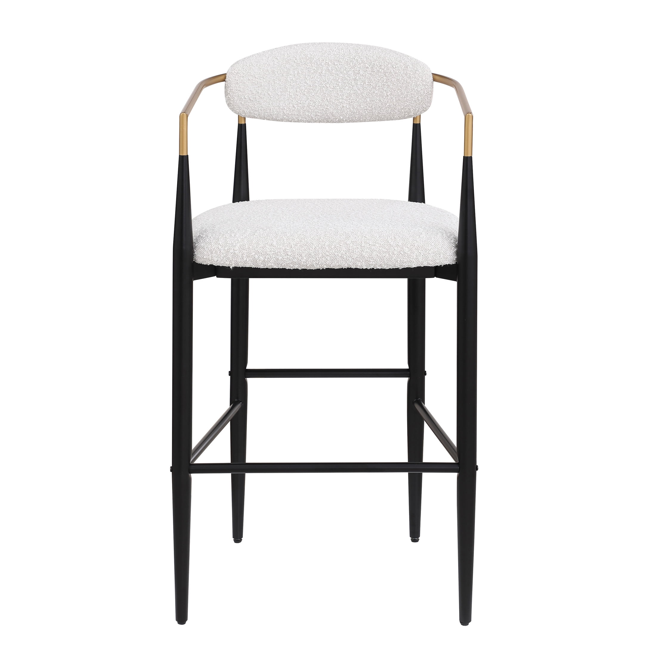 Noble House Boise Barnes Modern Glam Beige, Black, & Gold Colored Cushioned Bar Stool
