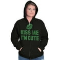 thumbnail image 3 of Kiss Me I'm Cute Saint Patricks Day Zip Hoodie Sweatshirt Women Brisco Brands S, 3 of 6