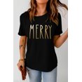 thumbnail image 3 of POGLIP Women's Black MERRY Letters Graphic Tee, 3 of 6