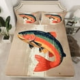 thumbnail image 2 of Feelyou Cartoon Pike Fish Bed Sheets, Hunting and Fishing King Sheets, Rustic Farmhouse Sheet Set, Breathable Home Decor, 4-Piece, 2 of 7