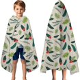 thumbnail image 3 of Green and Red Christmas Holly Pattern Hooded Bath Towel，60"x35" for Ages 3 To 12 Kids, Quick Dry Lightweight Soft Microfiber Hood Beach Towel Cover Up for Kids, 3 of 7