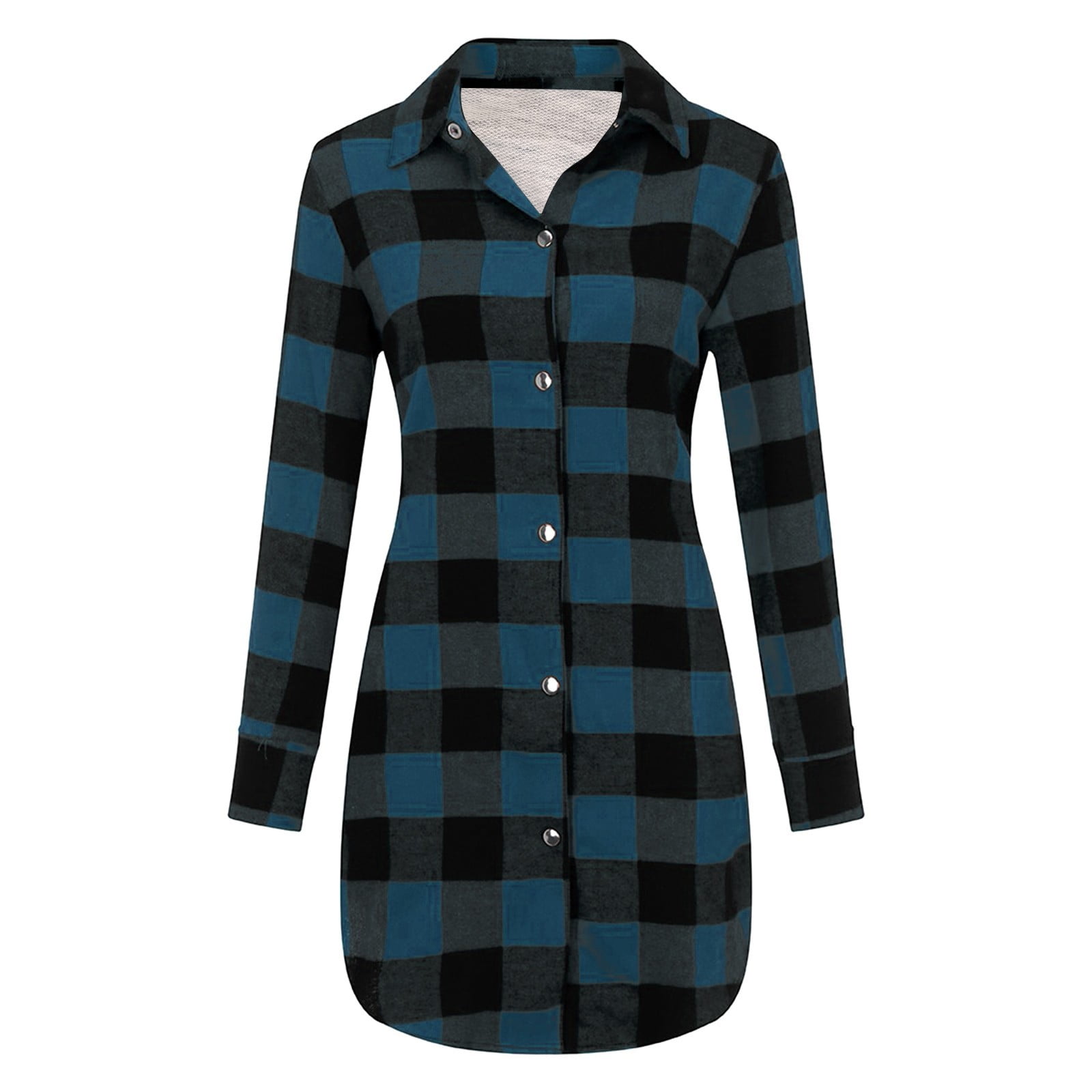 Women Long Sleeve Plaid Print Button Open Front Long Cardigan Outerwear Casual Cardigan Coat Lightweight for Fall Winter