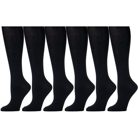 

Yacht & Smith 6 Pairs of Women s Cotton Knee High Socks Solid Colors Stylish Boot Sock Black