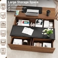 thumbnail image 3 of 47" Large Lift Top Coffee Table with Power Outlets & 2 Storage Drawers, Morden Wooden Coffee Table w/Hidden Compartment Storage, Center Lift Coffee Table for Living Room,Walnut&Black, 3 of 9