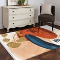 thumbnail image 3 of Area Rugs for Living Room Bedroom, Orange Blue Boho 4'x6' Rug Washable Carpet Runner Indoor Outdoor, Farmhouse Geometric Golden Striped Non Slip Accent Floor Mats Rug for Kitchen, Office, 3 of 8