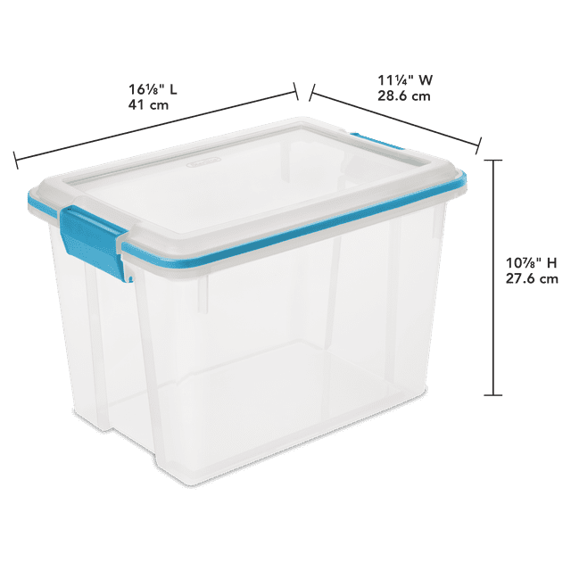 Sterilite 20 Quart Clear Gasket Box with Blue Latches & Gasket