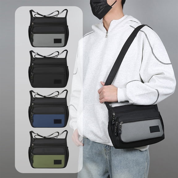 Men’s Crossbody Sling Bag, Waterproof Nylon Chest Shoulder Bag with Adjustable Strap and Headphone Port for Travel, Hiking, Outdoor Sports