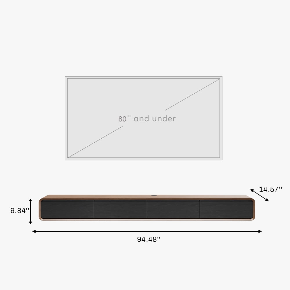 POVISON Minimalist Floating TV Stand, Modern Wall-Mounted Entertainment Center with 4 Drawers, Media Console,TV Console,94''