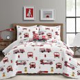 thumbnail image 1 of Make A Wish Fire Truck Red & White Reversible Print 3 Piece Quilt Set, Twin, 1 of 1