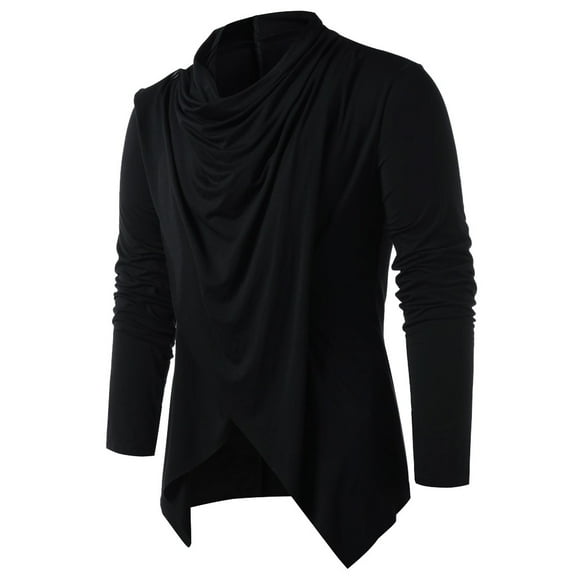 Zylarhe Men T Shirts T Tops Blouses Men Button Long Solid O Shirt Neck Sleeve Spring Winter Men's Dress Shirts Mens Poplin