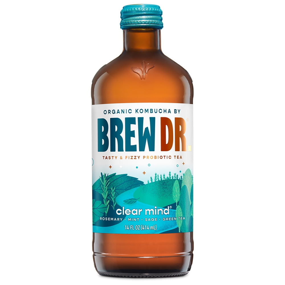 (2 pack) Brew Dr. Kombucha, Clear Mind - Organic Kombucha - 14 oz bottle