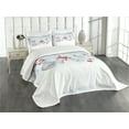thumbnail image 3 of Ambesonne Christmas Quilted Bedspread Set 3 Pcs, Retro, King Size, White Orange and Blue, 3 of 5