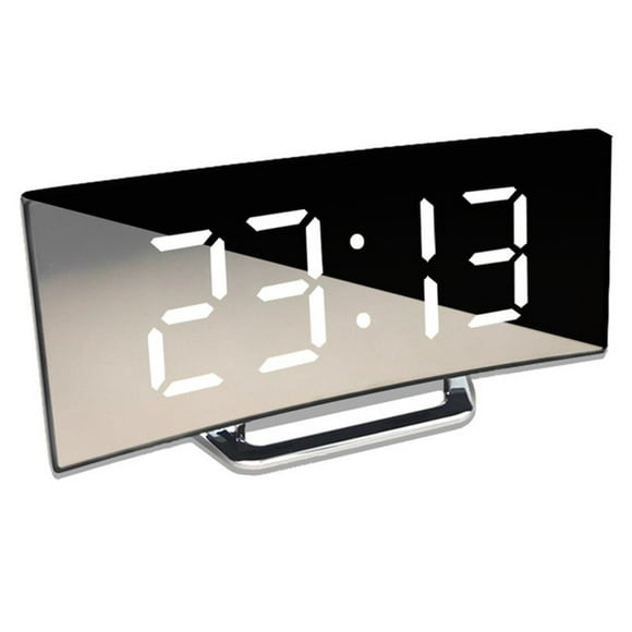 MAIF Grand Écran LED Miroir Horloge Silencieux Réveil Bureau Décoration à la Maison Économie d'Énergie Stockage de Données Horloge