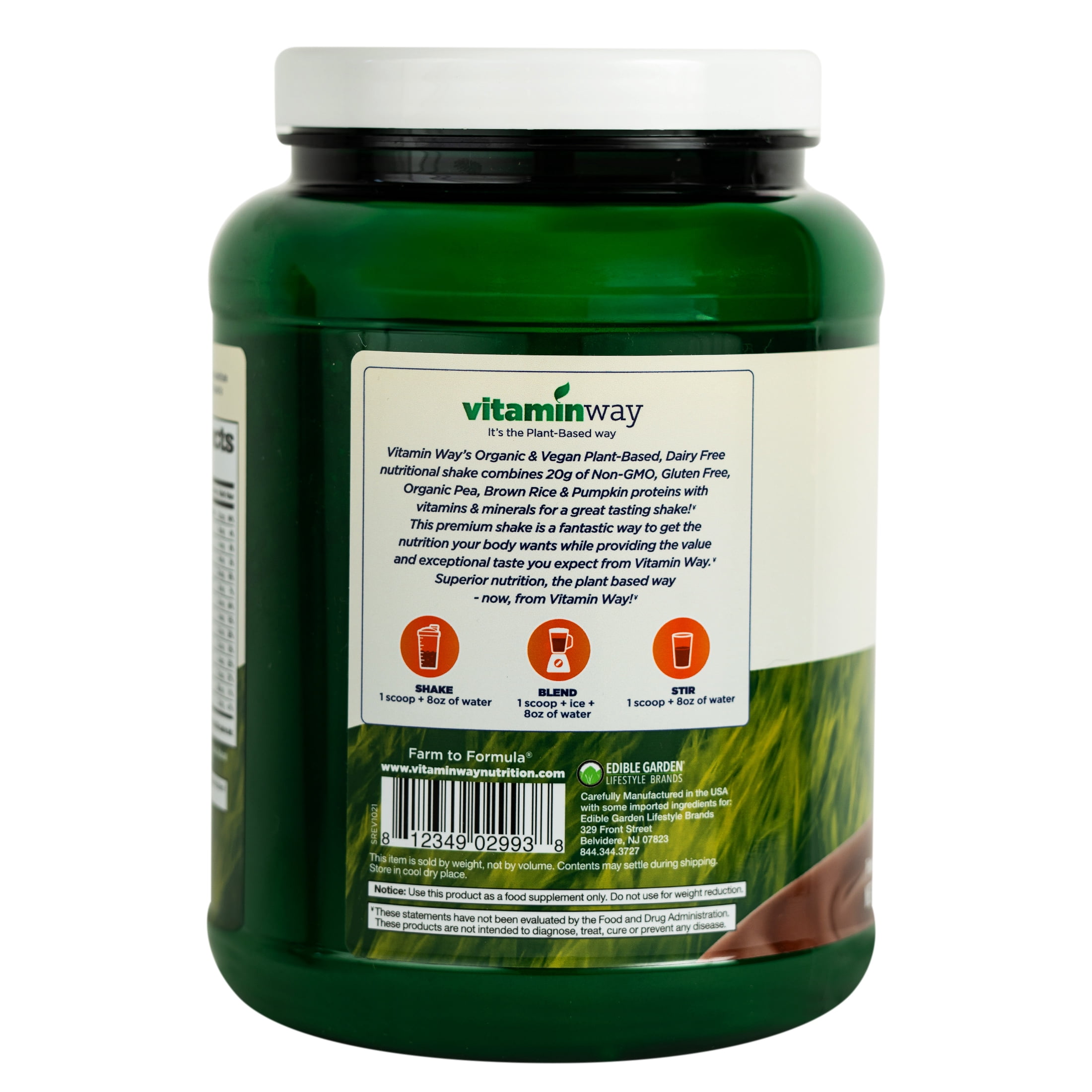 Vitamin Way Organic Protein Powder Chocolate - 20g of Non-GMO, Gluten Free Plant Protein