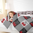 thumbnail image 4 of Homewish Kawaii Bowknot Cherry Full Size Comforter Sets, Cartoon Buffalo Plaid Bedding Comforter Set, Teens Kids Boys Girls Reversible Bedding Sets, Super Cozy Room Decor, 3pcs, 4 of 8