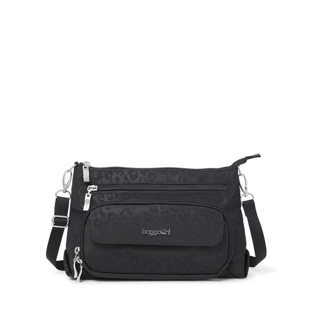 Bolso Baggallini Original para uso diario con cartera RFID, diseño de guepardo negro