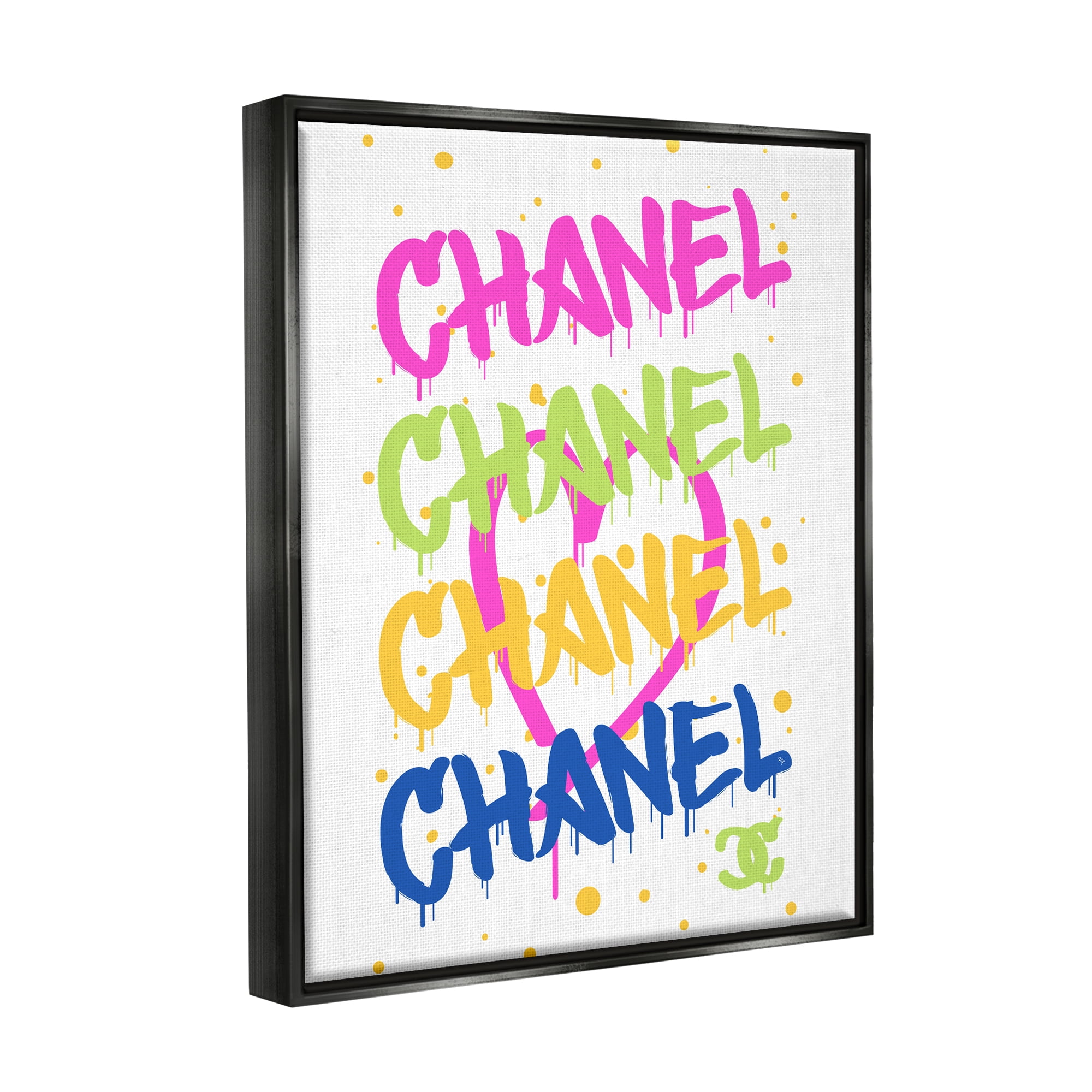 Stupell Industries Glam Graffiti Splatter Typography Painting Black Floater Framed Art Print Wall Art, 17 x 21