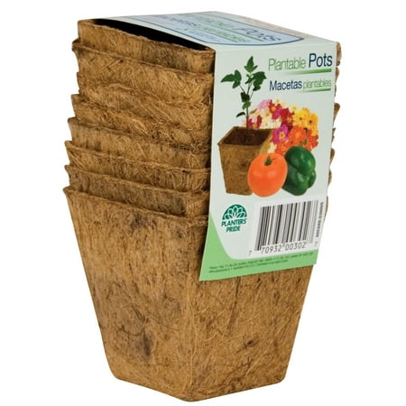 Myers/Itml/Akro Mils 3" Square Fiber Grow Coconut Coir Plantable, 8pk