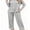 Grey, variant on Qylux Women's Pajama Long Sleeve Adjustable Long Pants Sleepwear Set Soft Two Piece Matching Set with Pockets,Red Grid,XL