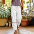 thumbnail image 6 of Zedker 100% Cotton Linen Capri Leggings for Women Elastic High Waisted Loose Lantern Tapered Harem Pants with Pockets White S, 6 of 10