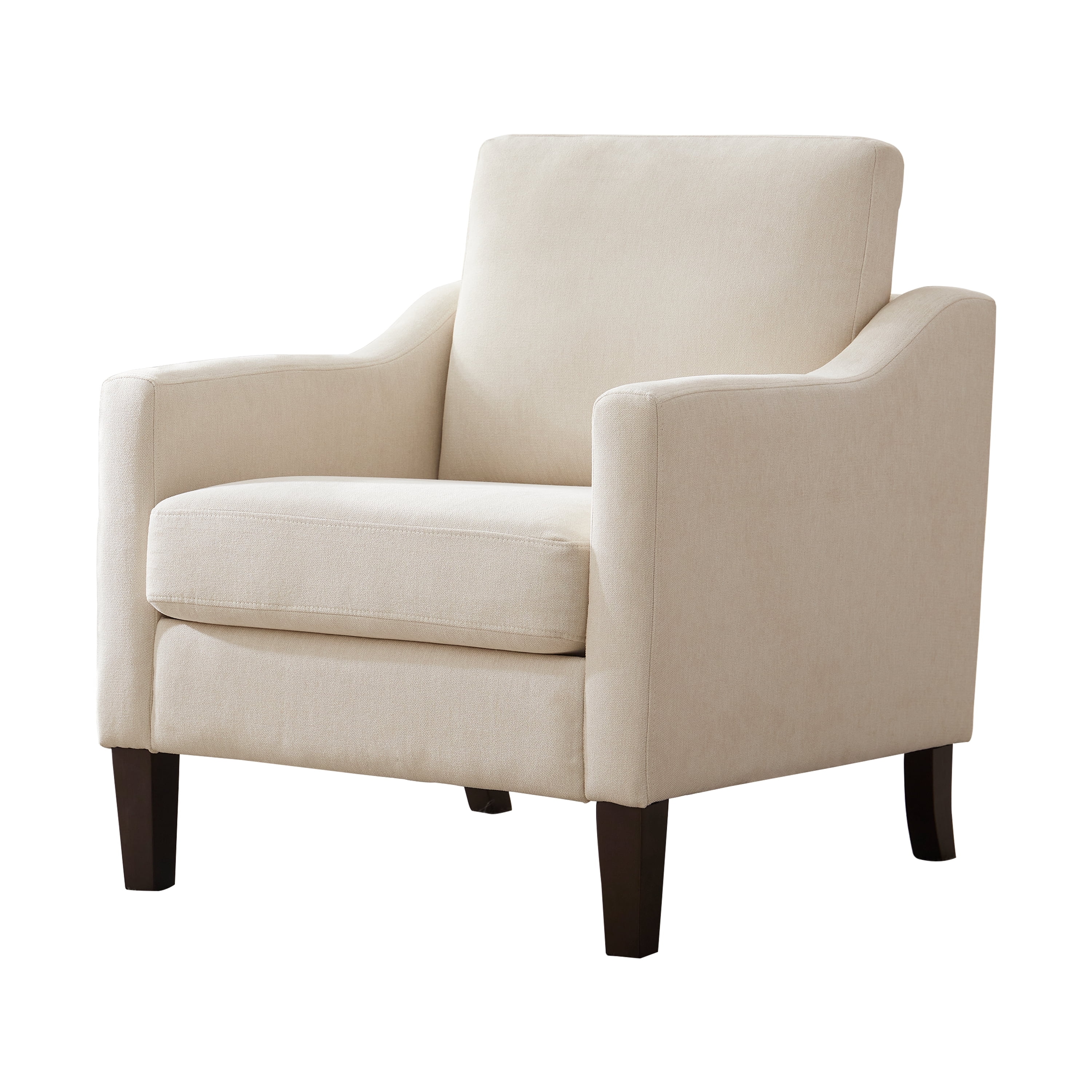 Vknow Furniture Mid-Century Modern Accent Chairs Set of 2 Upholstered with Solid Wood Legs for Living Room and Bedroom,Beige