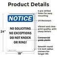 thumbnail image 2 of (2 Pack) No Soliciting No Exceptions Do OSHA Notice Sign 18 Inch X 24 Inch Plastic Sign, Weather Resistant, UV Protected for Workplace, Business, and Construction Site, Made in the USA, 2 of 8