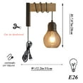 thumbnail image 2 of FSLiving 2-Pack Wall Sconces with UL Plug-in Cord Bedside Reading Light E26 Black Cage Iron Lamp Shade Industrial Wall lamp with Wooden Base for Hallway Bathroom Lighting,Powder Room, 2 of 6