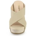 thumbnail image 2 of BLISSFUL STEP Women's Linen Platform Slide Wedge Open Toe Sandals, 2 of 6