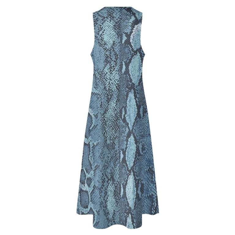 Blue Snakeskin Dress Summer Animal Print Aesthetic Bohemia Long Dresses  Womens Custom Sexy Maxi Dress Big Size 4XL - Walmart.com