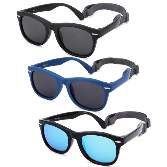 Gafas de Sol Polarizadas NULOOQ para Bebés 0-24 Meses con Correa 3 Unidades